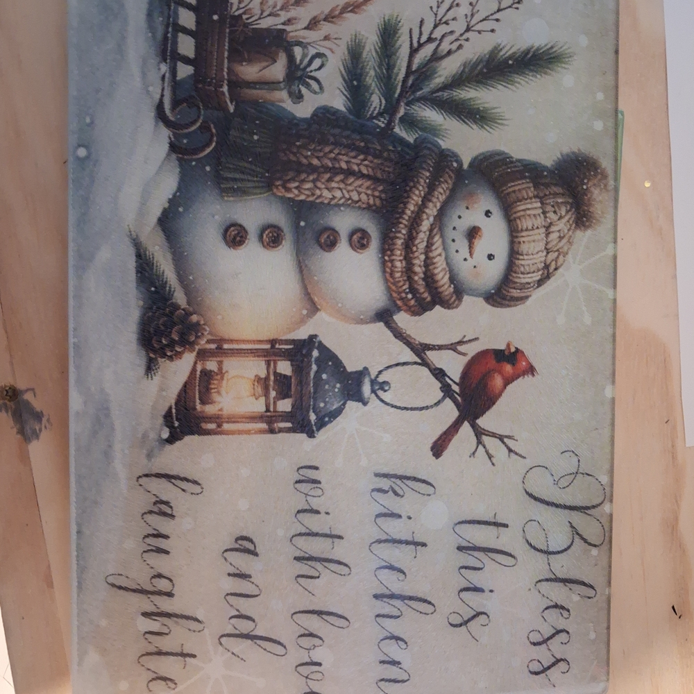 Charming Snowman Kitchen Mat with Cardinal - Brown and Red